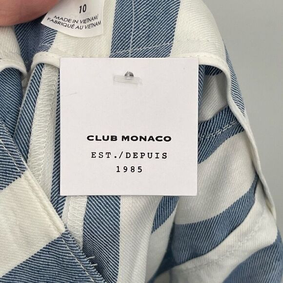Club Monaco Blue White Stripes Amelee Crop Wide Leg Pants Size 10 NWT - Picture 7 of 8
